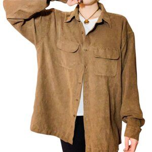 Van Heusen Tan suede button down Size Large
